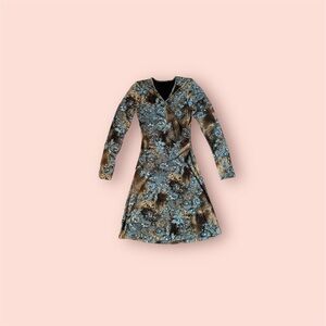 Cute long sleeve bodycon stretchy midi dress flowy